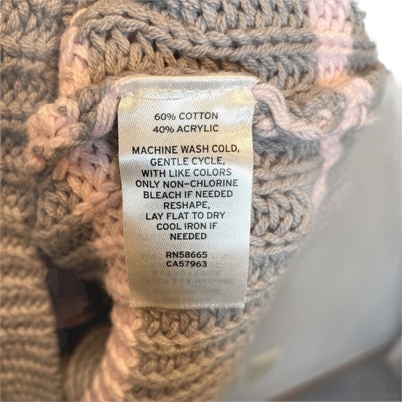 Caslon Shaker Knit Mock Neck Sweater Grey and Pink Stripes XL NWT - Picture 6 of 7
